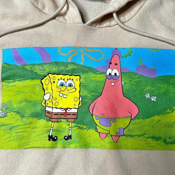 Nickelodeon Sponge Bob Patrick Graphic Hoodie Tan Unisex M - Picture 4 of 9